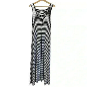 a.n.a Womens Black and White Striped Maxi Dress Size Large